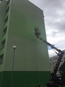 mytí fasády panelového domu Soběslav